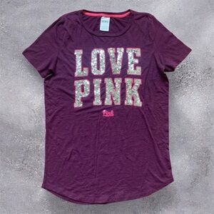 Love Pink Purple Sequins short sleeve T Shirt by Pink by Victorias Secret